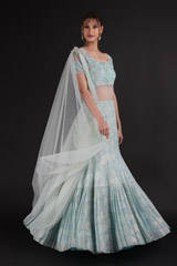 Blue One Shoulder Saree Gown4479 video